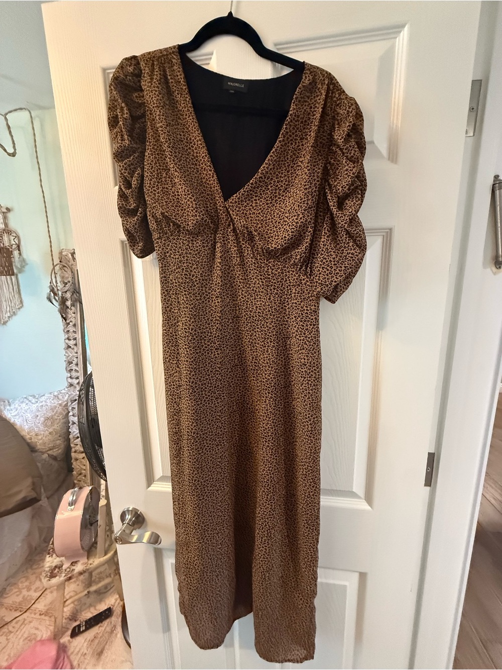 MAJORELLE Brown Leopard Print Maxi Dress